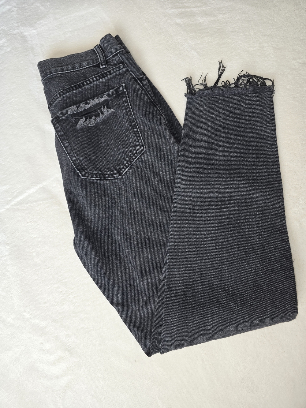 PacSun Black Straight-Leg Jeans with Frayed Hem